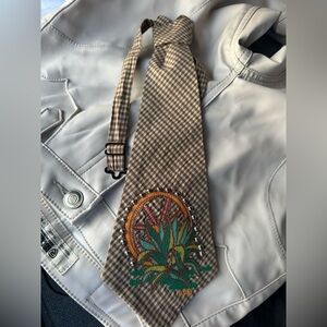 Double D Ranch Brown Embroidered Tie